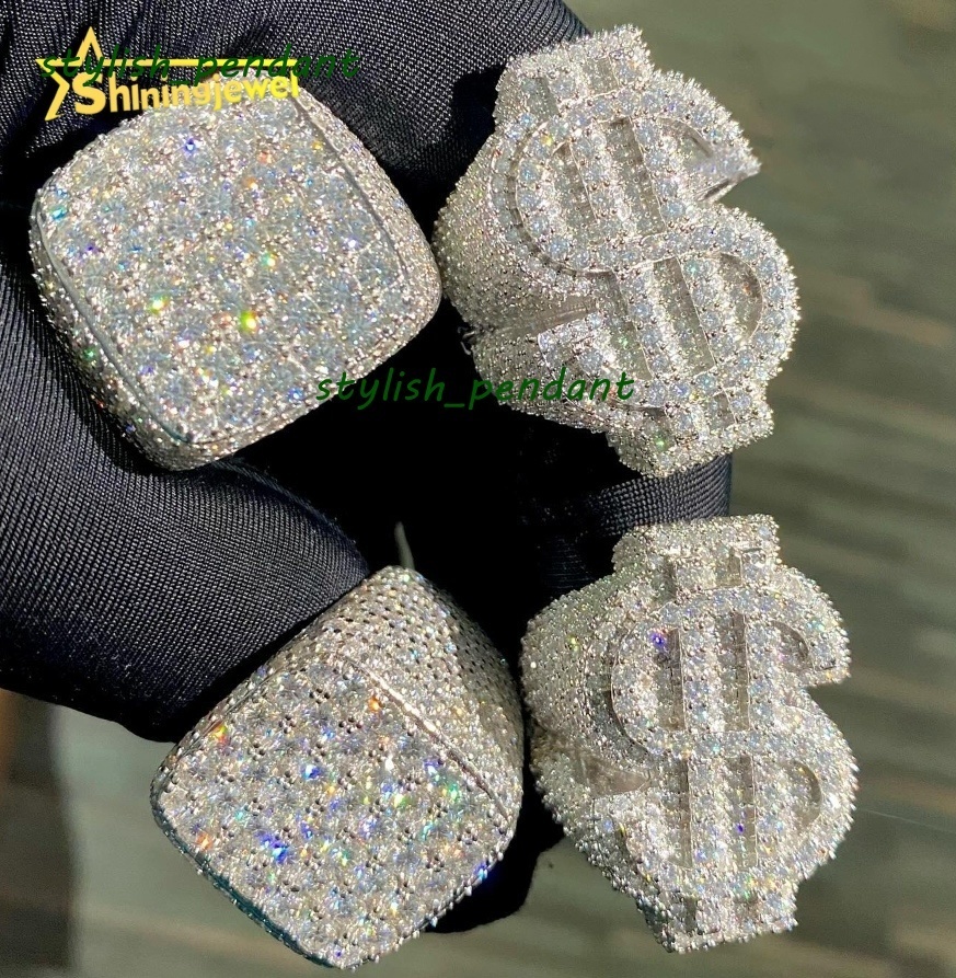 Pass Tester Fashion Custom Hip Hop Style Men Ring Iced Out VVS D Moissanite Diamond Jewelry 925 Sterling Silver Rings Men Women