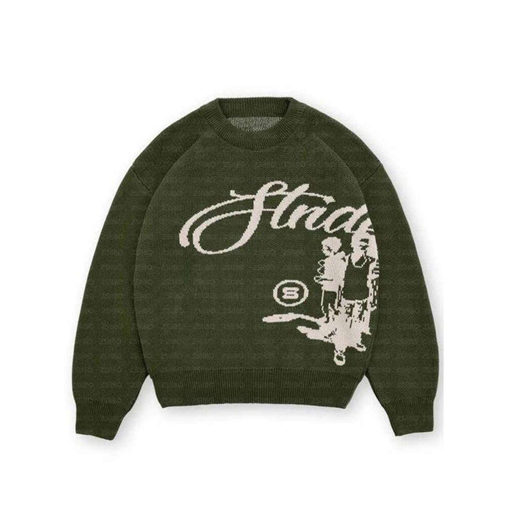 New Trendy American Jacquard Street Hip-Hop Unisex Knitted Pullover Sweater Y2K Style