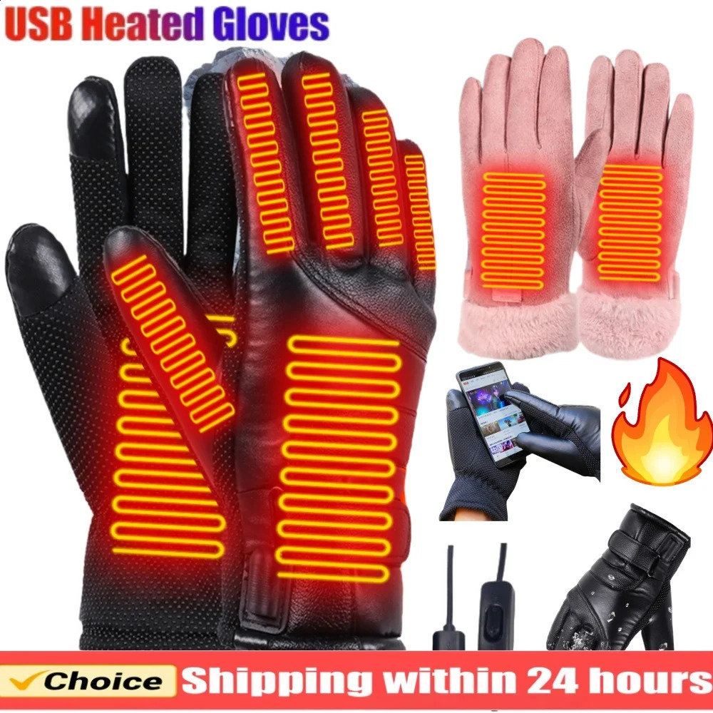 Winter Gloves Waterproof Thermal Touch Screen Thermal Windproof Warm Gloves USB Electric Heating Gloves for Cold Weather Runnin 251027