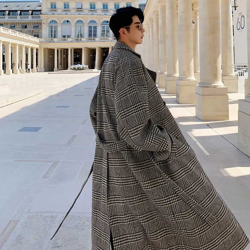LUZHEN Checked Printed Loose Belt Decorate Kneelength Windbreaker Coat Mens Autumn 2025 Elegant Handsome Trench Clothes JY4493 X251028