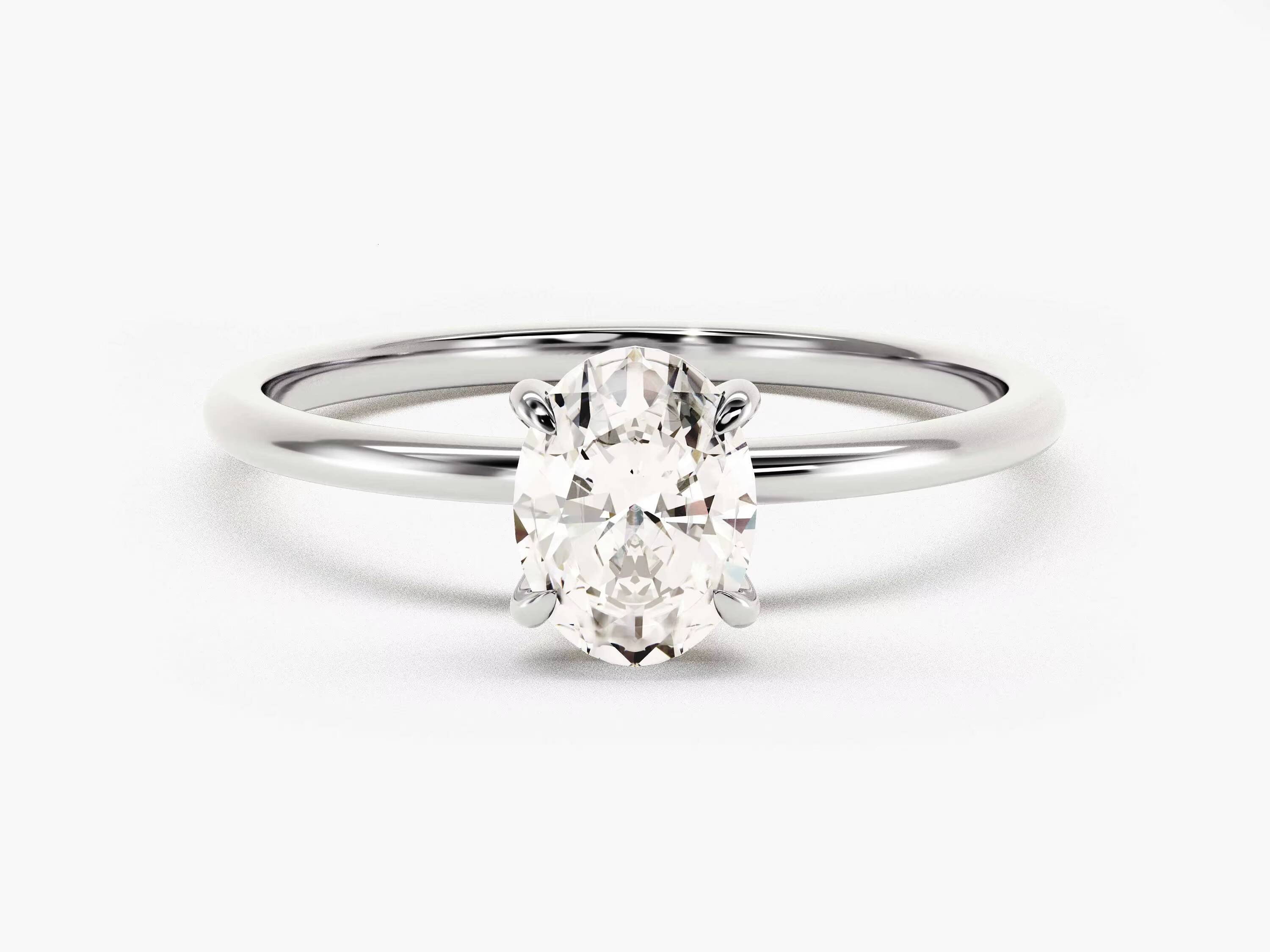 14k 18k Gold Solitaire Oval Diamond Ring Custom Wedding Jewelry Band Engagement Diamond Womens