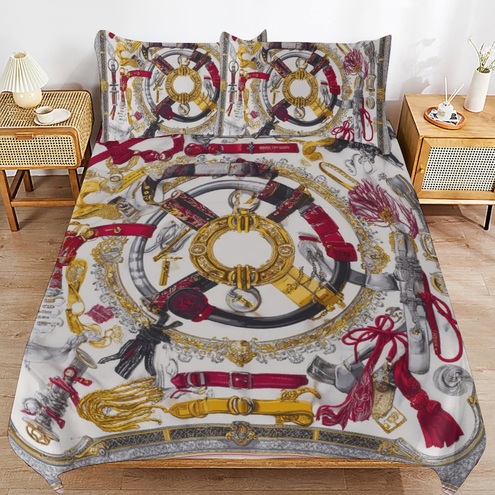 Custom Bedding Set Luxury Designer H Printing Horse Printing Quilt Cover Pillowcase 3Pcs set Pure Cotton Comfortable Bedding Set Bedroom Decoration H2