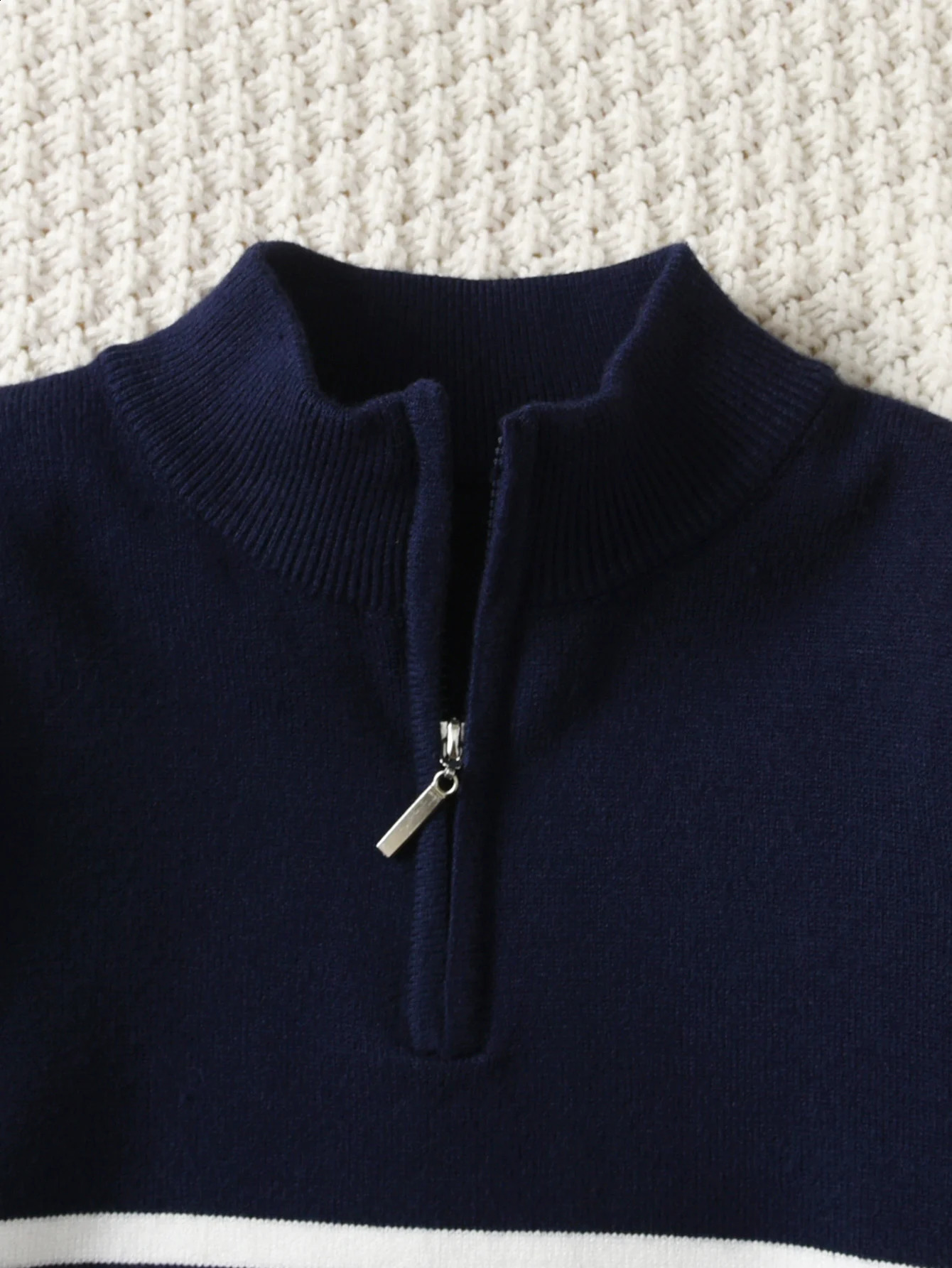 Boys college style striped half zipper stand up collar sweater pullover suitable for school in spring autumn and winter 251027