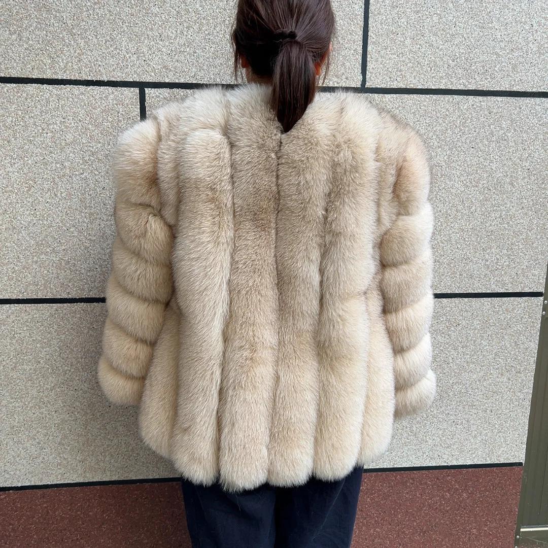 fox fur coat womens autumn and winter vertical bar natural fox jacket fashion silver fox fur coat free postage 251027