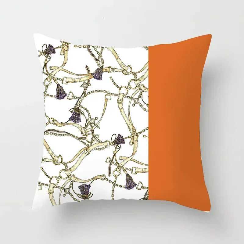 Pillow Case Orange Color Geometric Cushion Covers Horse Pattern Modern Nordic Fashion Simple Covers Decorative Livingroom Sofa Couch C251028