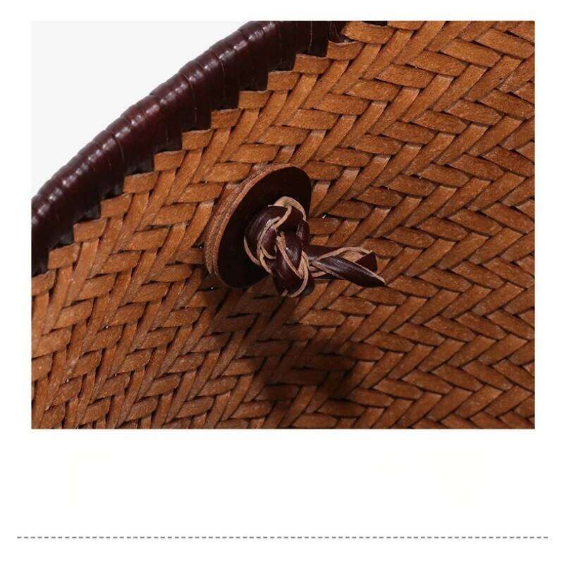 Designer Bags New French Retro First-Layer Cowhide Handwoven Shoulder Bucket Bag, Niche Personalized Leather Vegetable Basket Hot Selling