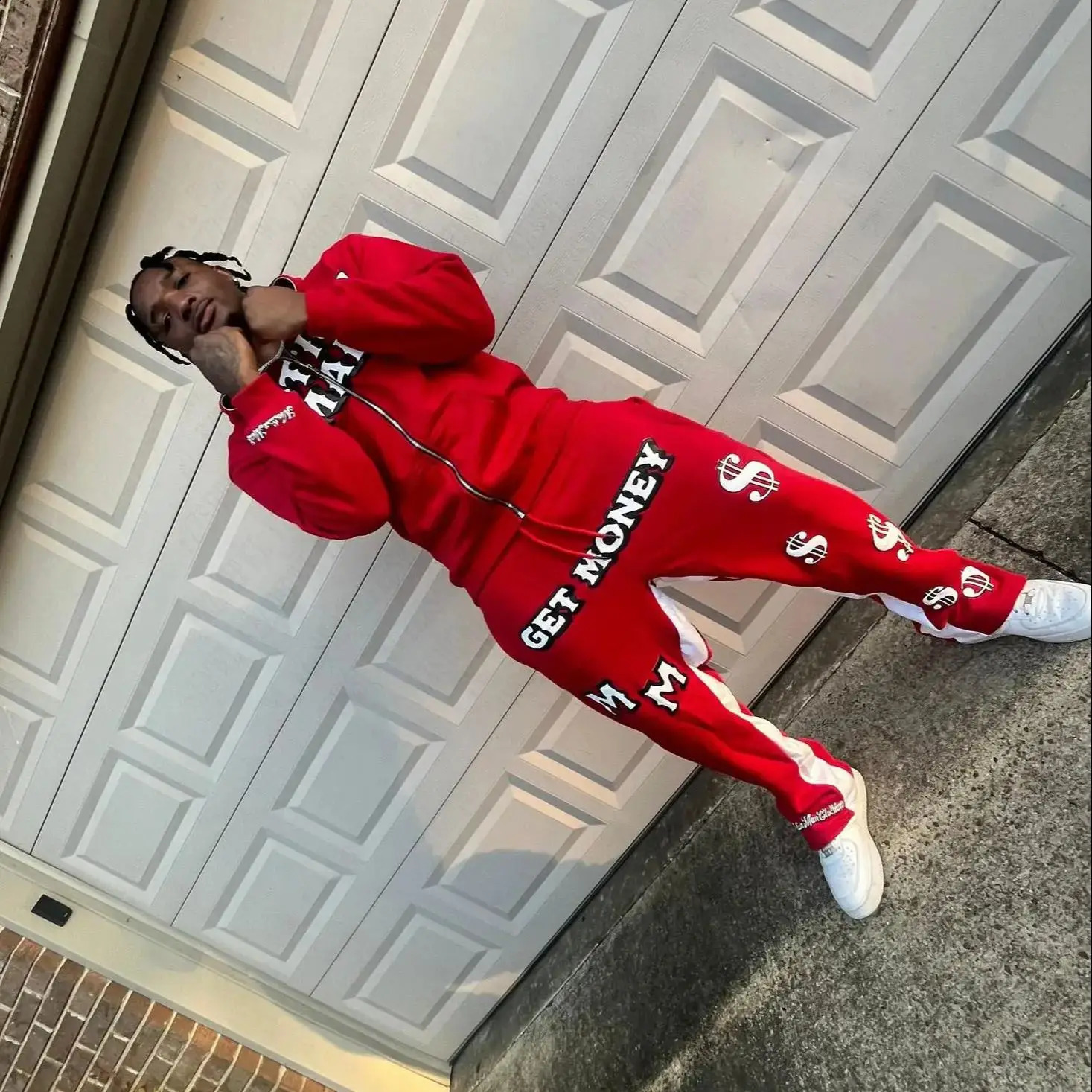 AutumnWinter Y2K Street Hip Hop Set Loose Printed Zipper Sweatshirt 251027