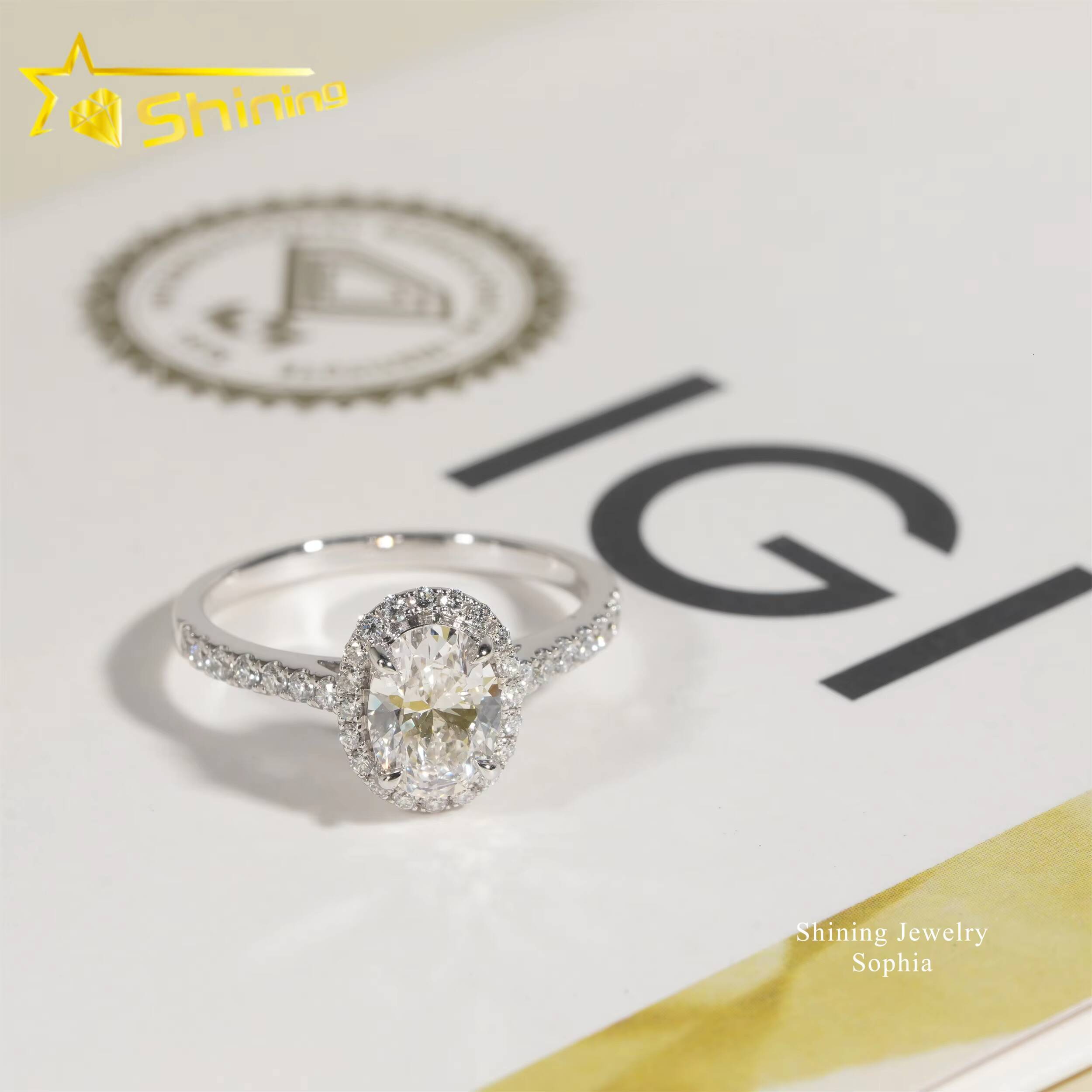 IGI Certificate Oval Cut Solitaire Design 14K Real Solid Gold 113carat Lab Grown Diamond Rings Women Engagement Ring