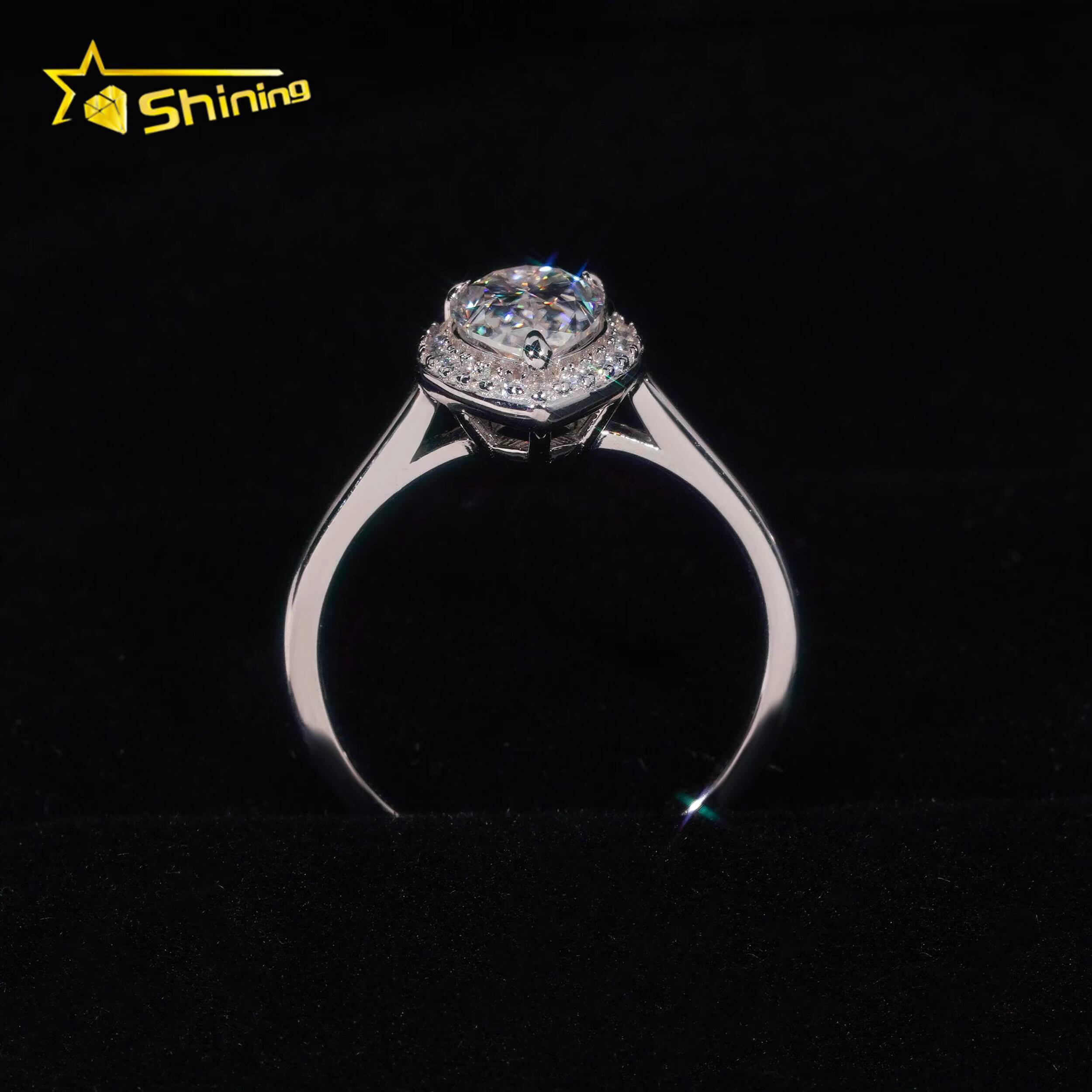 Drop Shipping Fashion Jewelry Rings S925 Silver Halo 15 CT Pear Cut Moissanite Ring Custom Fine Women Engagement Weeding Ring