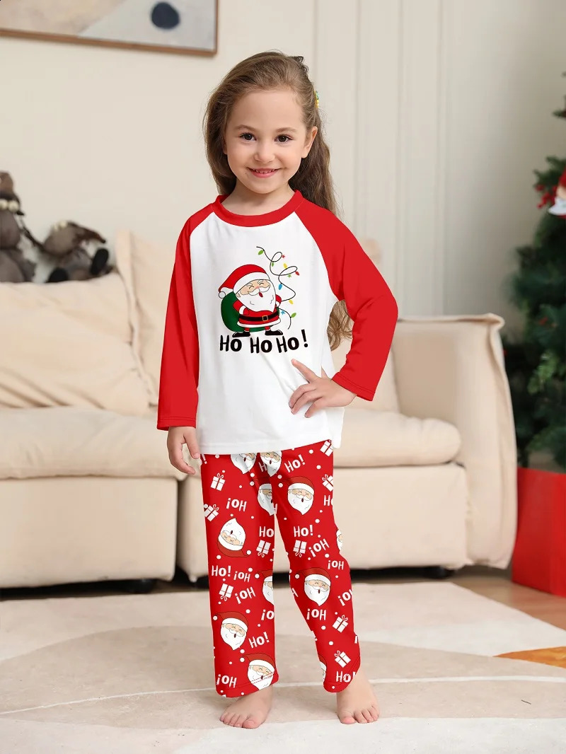 2025 Xmas Family Matching Pajamas Set Santa Claus HO Printed Adult Kid Baby Family Matching Outfits Christmas Family Pjs 251027