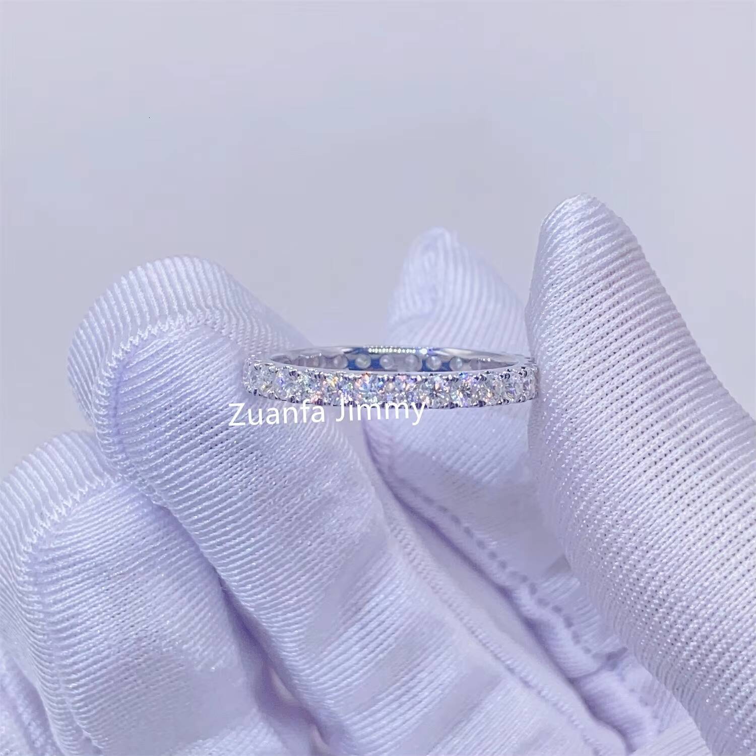 Customized Bridal Jewelry 10k Real Solid Gold 2mm VVS1 Moissanite Engagement Ring Wedding Band Ring