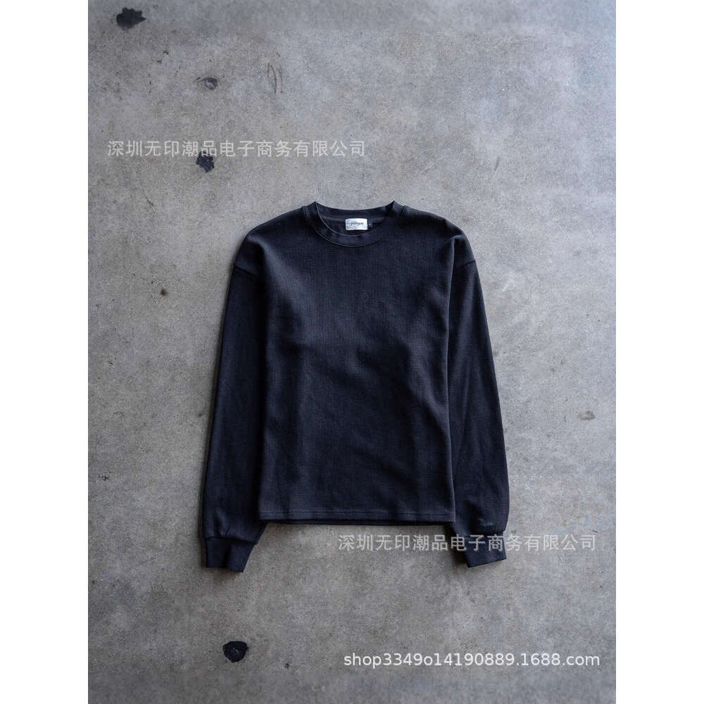 Fashion Loose Unisex 3D Letter Embroidery Autumn Waffle Pullover Top