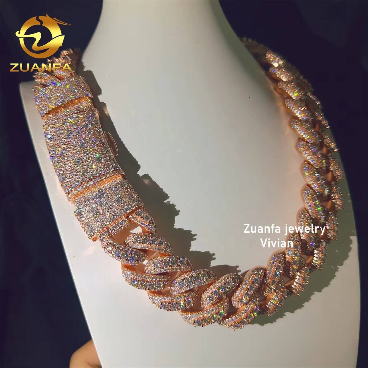 Sterling Silver 925 VVS Moissanite Diamond Cuban Link Moissanite 28mm Iced Out Hip Hop Cuban Link Chain Necklace