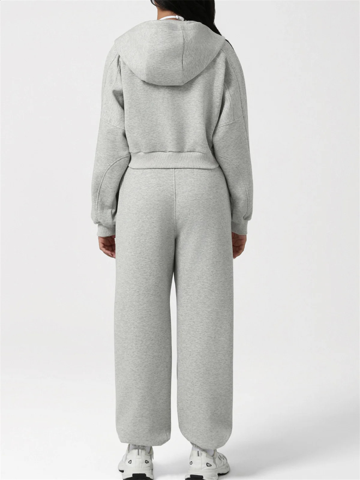 Autumn Winter Loose Fitness Sets Womens Tracksuit Long Sleeve Zipper Hoodies Jacket High Waist Pocket Sweatpants Sports Suits 251027