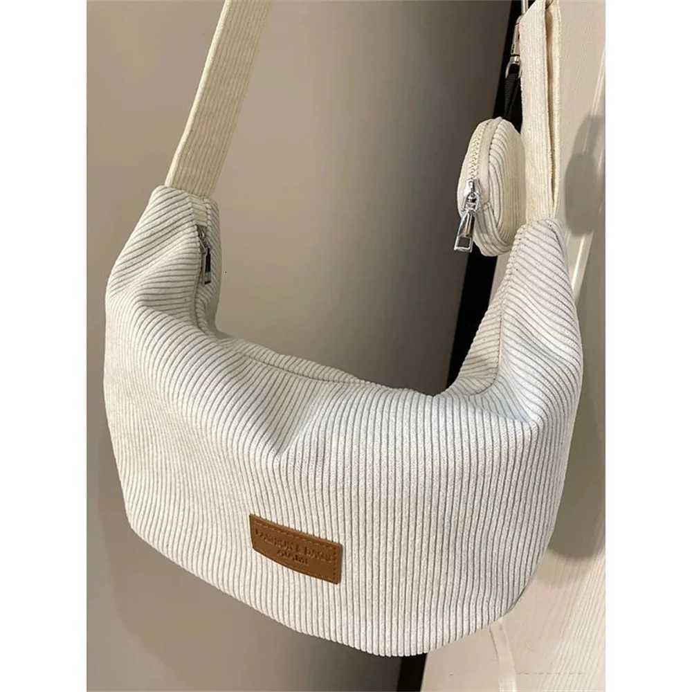 Large Capacity Corduroy Shoulder Crossbody Bag Women Leisure Armpit Bag Solid Color Versatile Dumpling Bag Fashion Messenger BagW251028