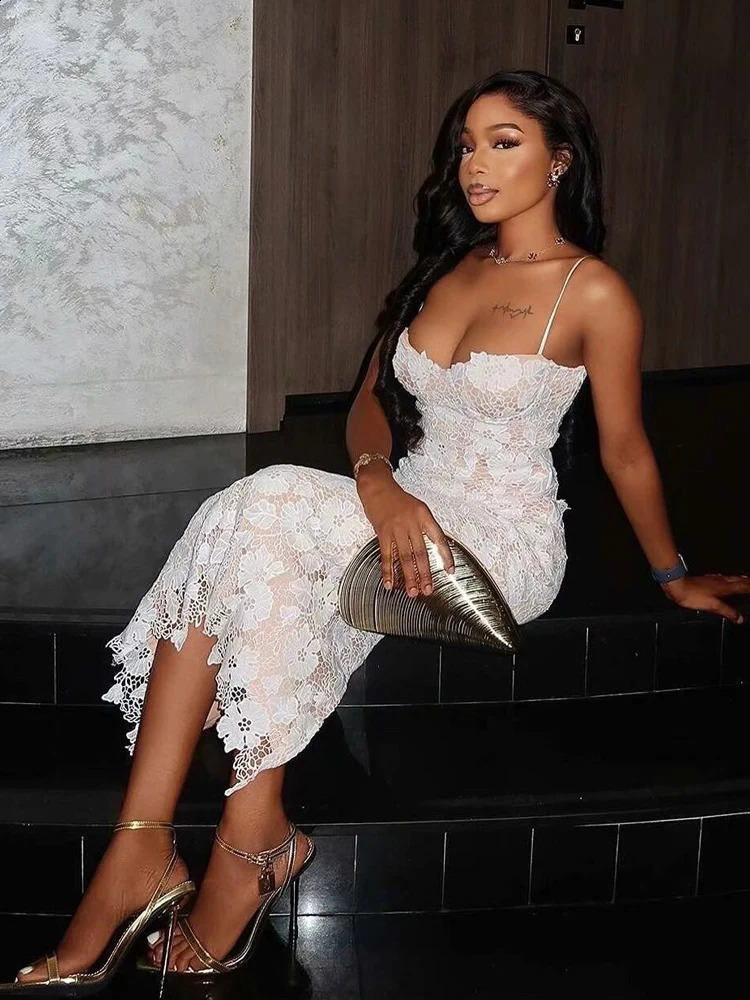 MUJER Lace Slip Long Dress Woman Embroidery Corset Midi Dress Women Sexy Backless Party Dresses for Women Straps Womens Dress 251027