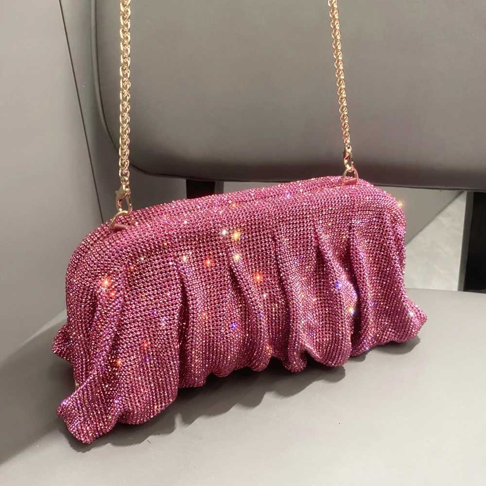Shiny Rhinestones Handmade Evening Clutch Bags New Folds Purses and Handbags Designer Wedding Party High Quality H251027