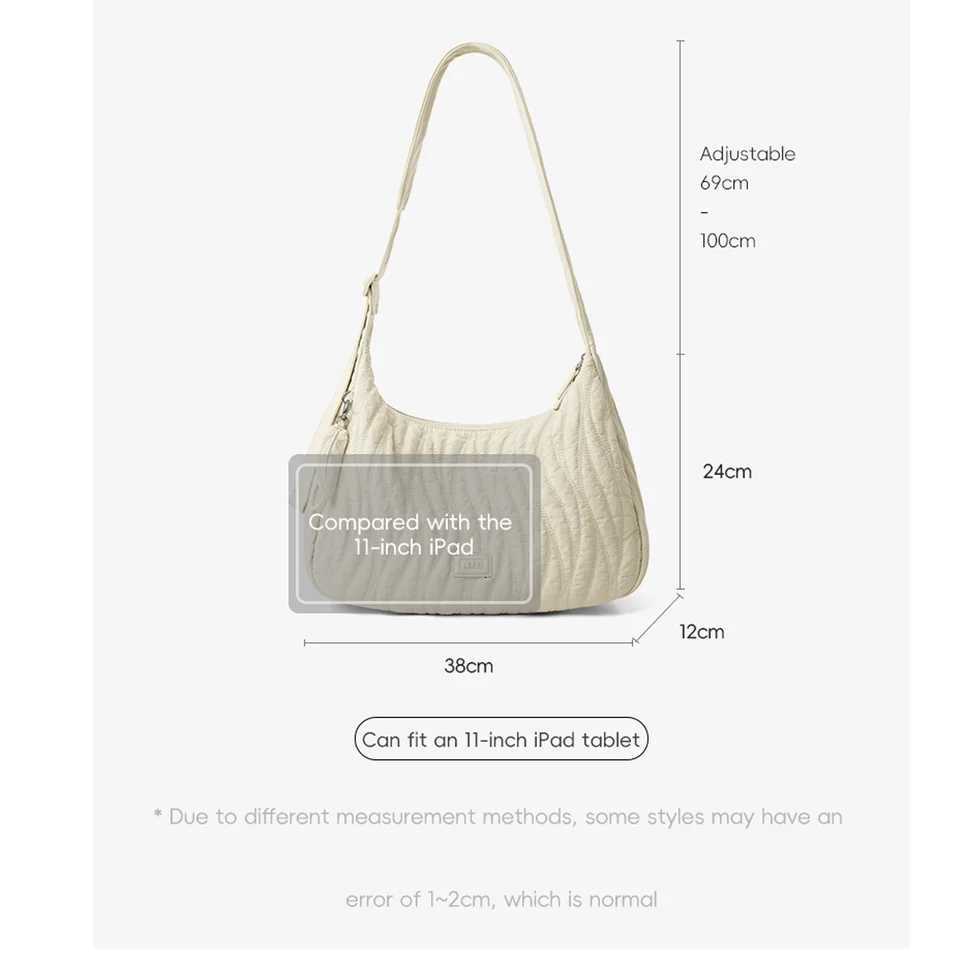 LEFF Womens Shoulder Bag Fashion Canvas Nylon Large Capacity Shoulder Bags Casual Commuting Cross Bag Solid Color Travel BagT251028