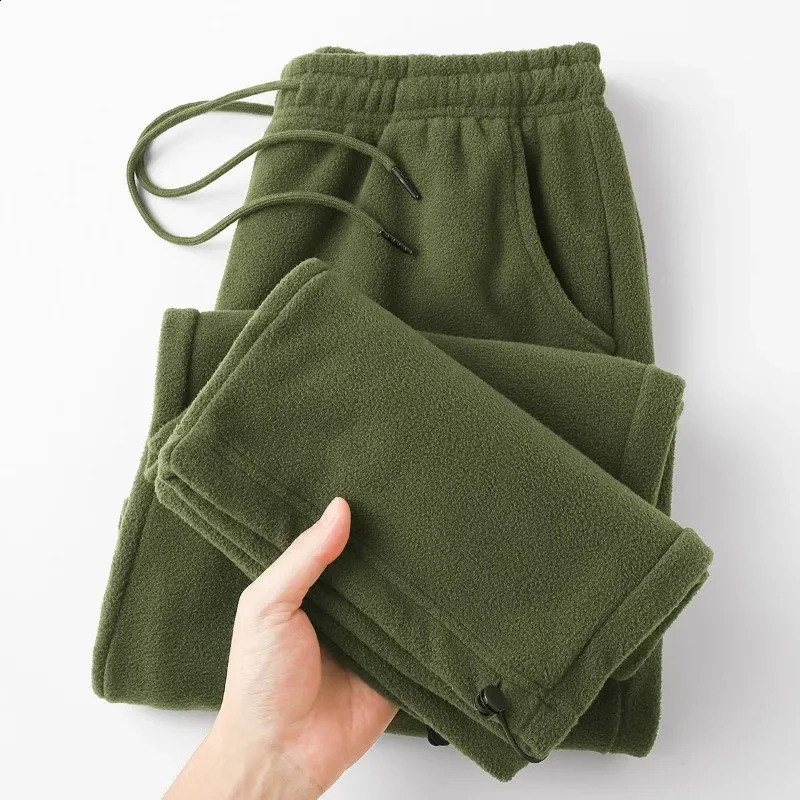 Mens Fleece Vintage Thick Winter Casual Pants Men Wide legs Baggy Warm Sweatpants Male Drawstring 251027