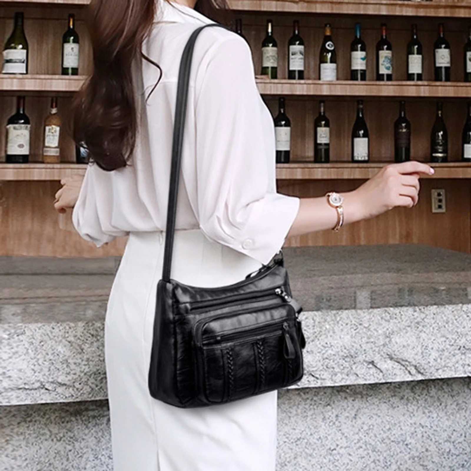 Womens Bag Pu Multilayer Soft Leather Ladies Fashion Simple Shoulder Bag New Summer Bag Mother Shoulder Bag Crossbody BagW251028
