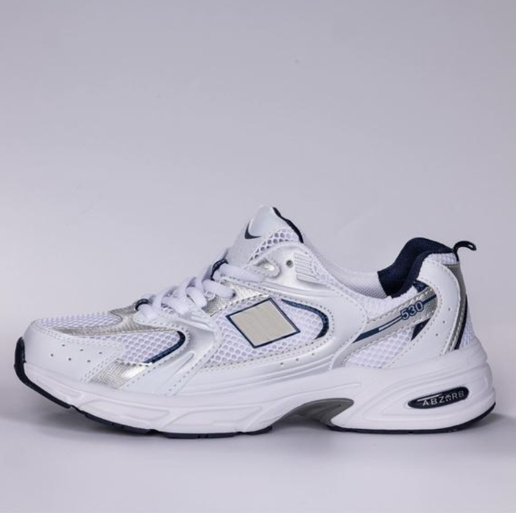 Original New NBBalance 530 Classic Vintage Mesh Fabric Faux Leather Casual Men's and Women's Running Shoes White Silver MR530SG