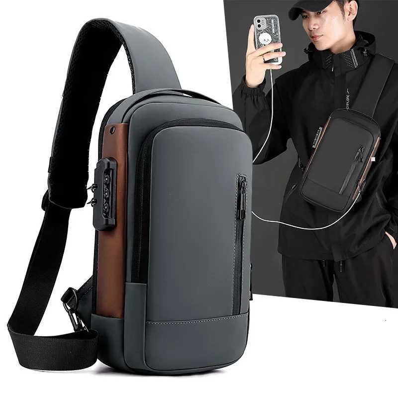 Fashion Business Mens Crossbody Bag AntiTheft Password Lock Mens Chest Bag With USB Charging Port Travel Shoulder Bag for ManW251028