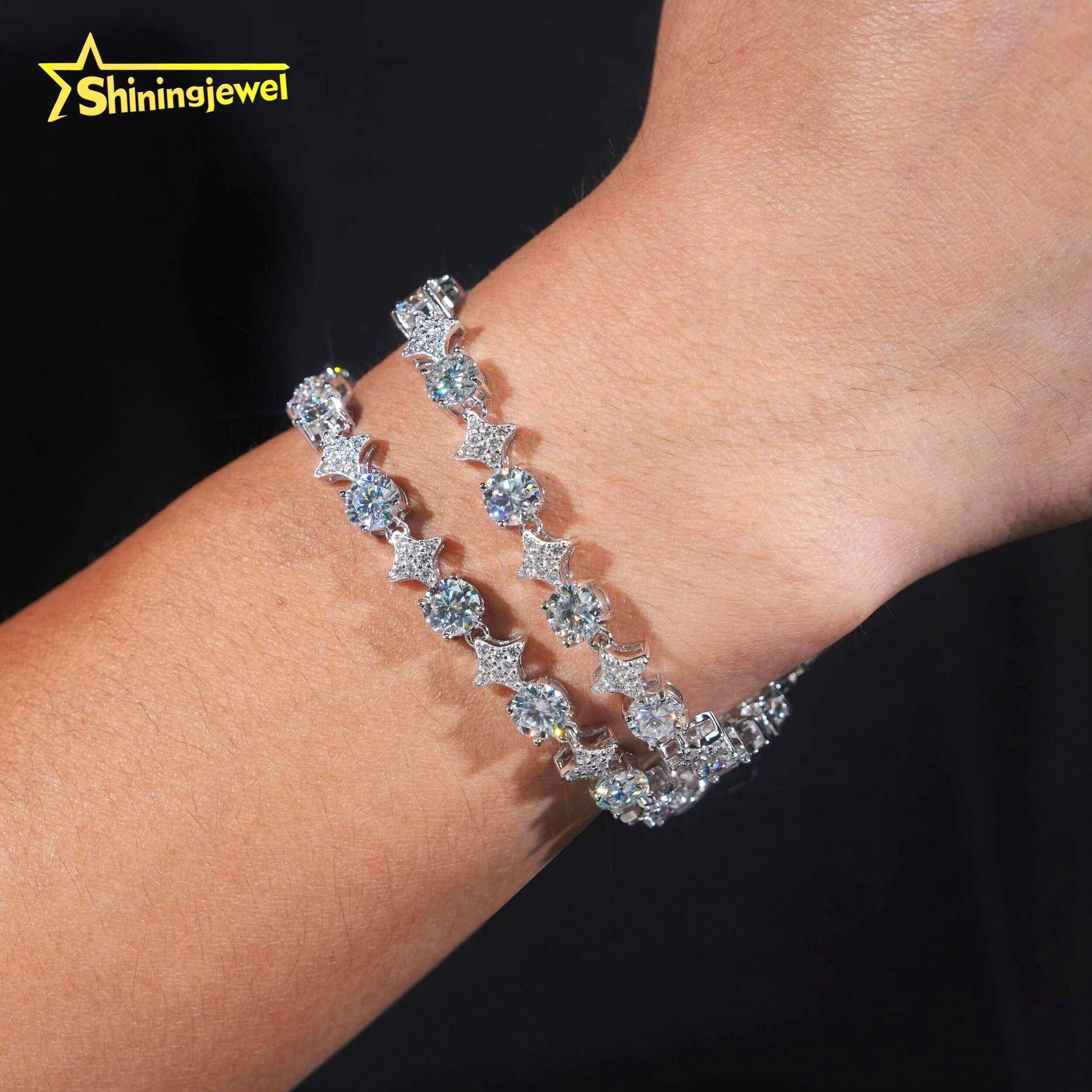 Ready Stocks 5mm Moissanite Tennis Necklace Bracelet Tennis Chain Moissanite 925 Solid Silver Gift for Girl