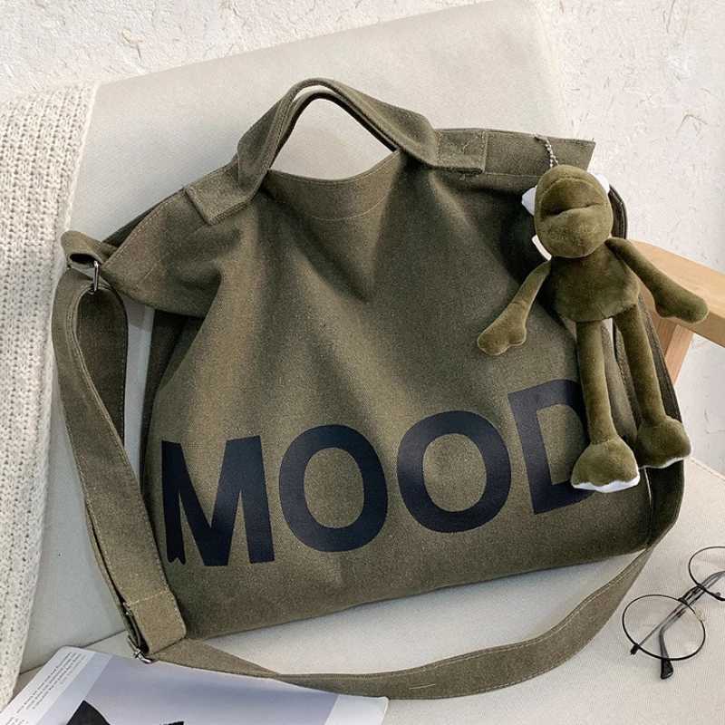 Top Canvas Bag Youth Men Shoulder Bags Large Capacity Hand Bags Letter Printed Crossbody Bag for Women Students School BagsW251028