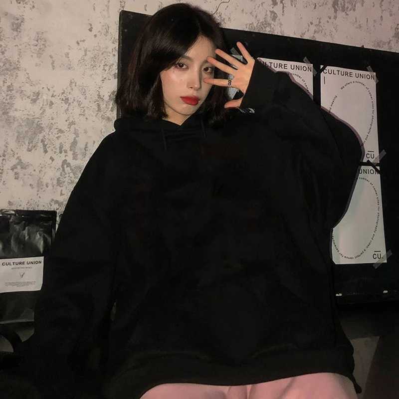 Rimocy Autumn Winter Printed Hoodie Women Korean FashionThicken Hooded Sweatshirts Woman Y2K Streetwear Loose Hoodies J251028