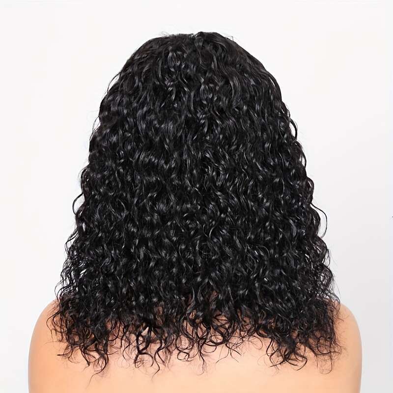 UNICE 13X4 HD Pre-Cut Lace Front Glueless Bob Water Wave Human Hair Wig - Density, Pre-Bleached Knots, Natural Looking Hairline, No Glue/Adhesive Need