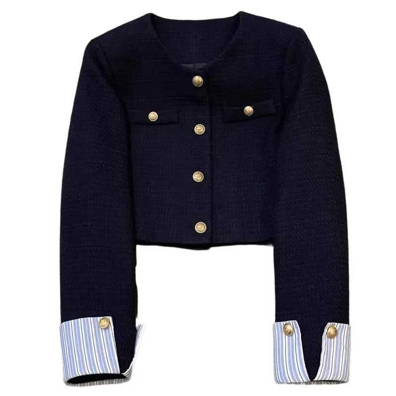 Olive Green Tweed Style Womens Jacket Autumn New Fashion Splicing Design Goddess Style Top Full Sleeve Regular Type Coat H251028