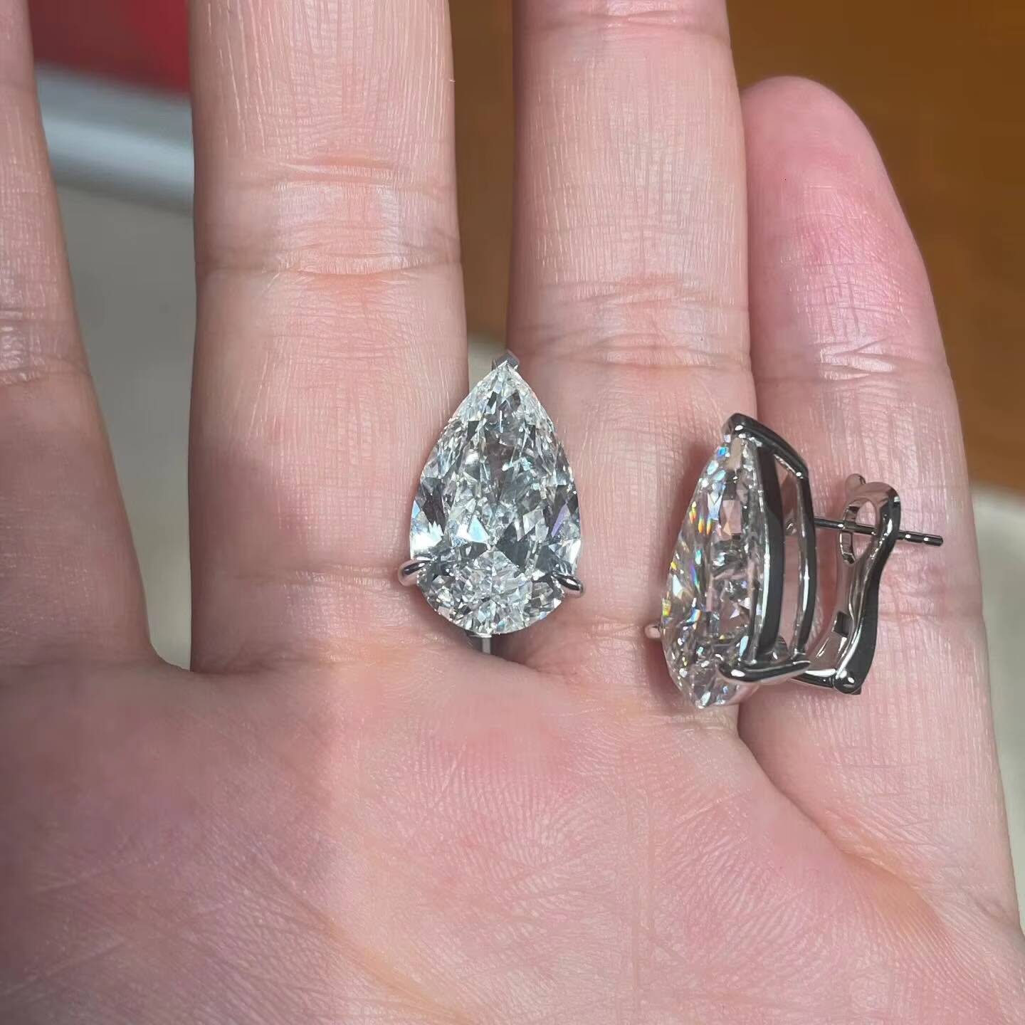 Dainty 60 Carat Pear Cut Solitaire Stud Earrings Screw Back Moissanite in White Gold Earring For Her Birthday Gifts