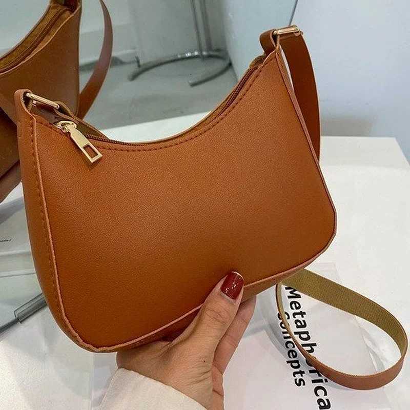 Womens Simple Fashion Handbags Retro Solid Color PU Leather Shoulder Underarm Bag Casual Hobos Handbags Trend Crossbody BagsW251028