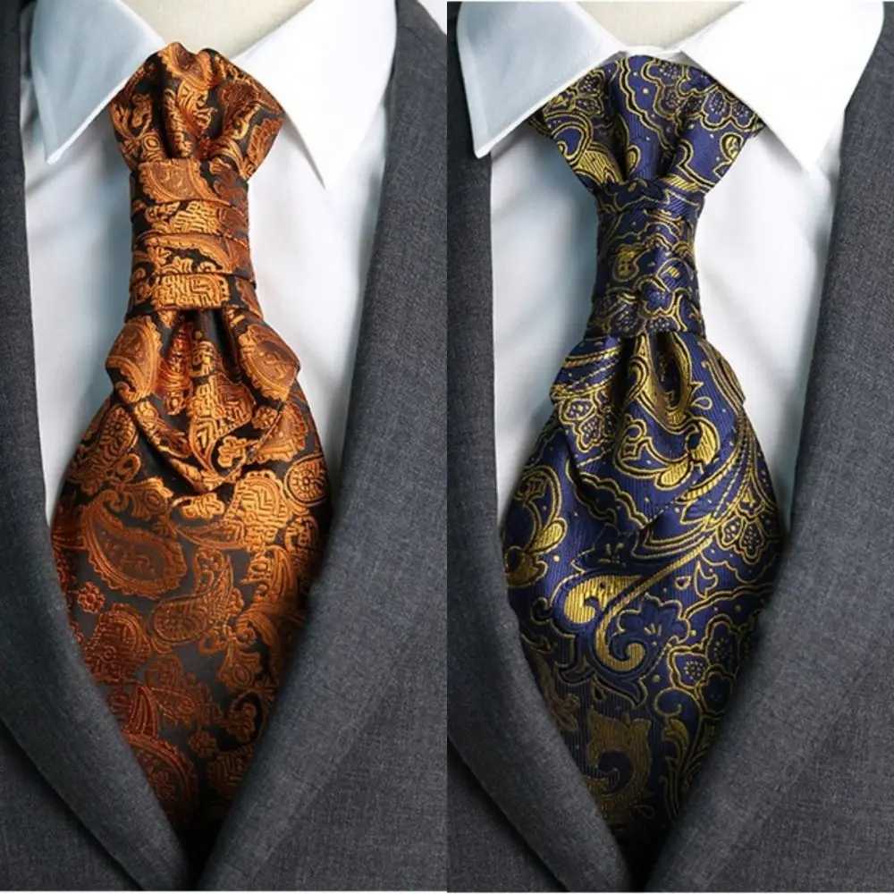 Luxury Jacquard Floral Neck Ties Ascots Bowknot Groom Neck Wear Woven Collar Business Formal Tie MaleW251028