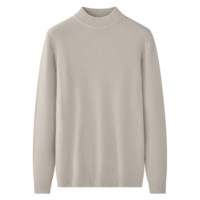 Wool Lyocell Men's Half Turtleneck Sweater New High-end Warm Inner Layer Mid-neck Knitted Base Shirt Designer Sweater For Men