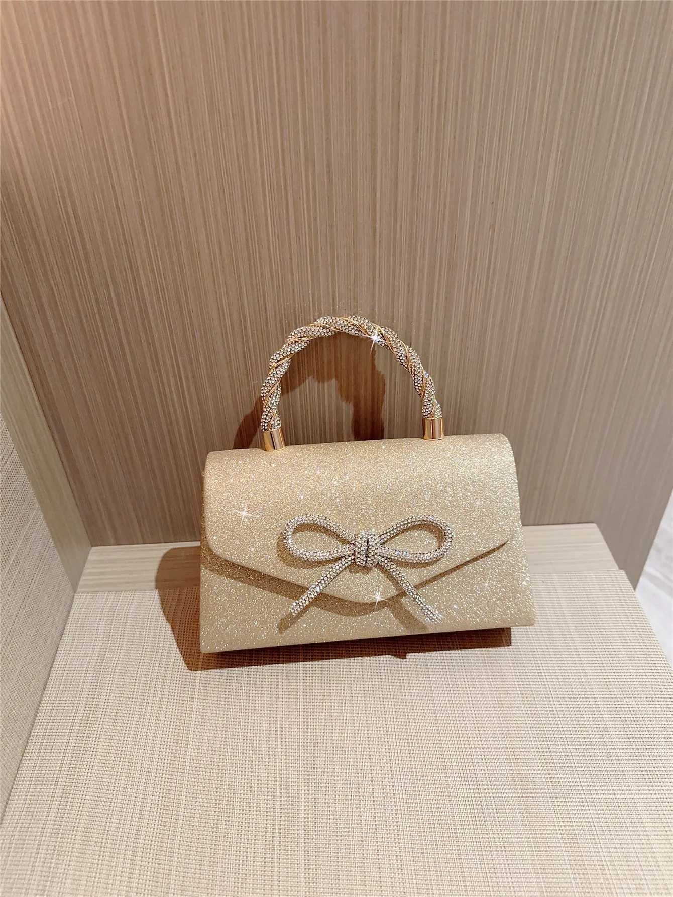 Evening Bag Dress Versatile European and American Clutch Bag Crossbody Celebrity Fashion Diamond Bow Chain Bag H251027