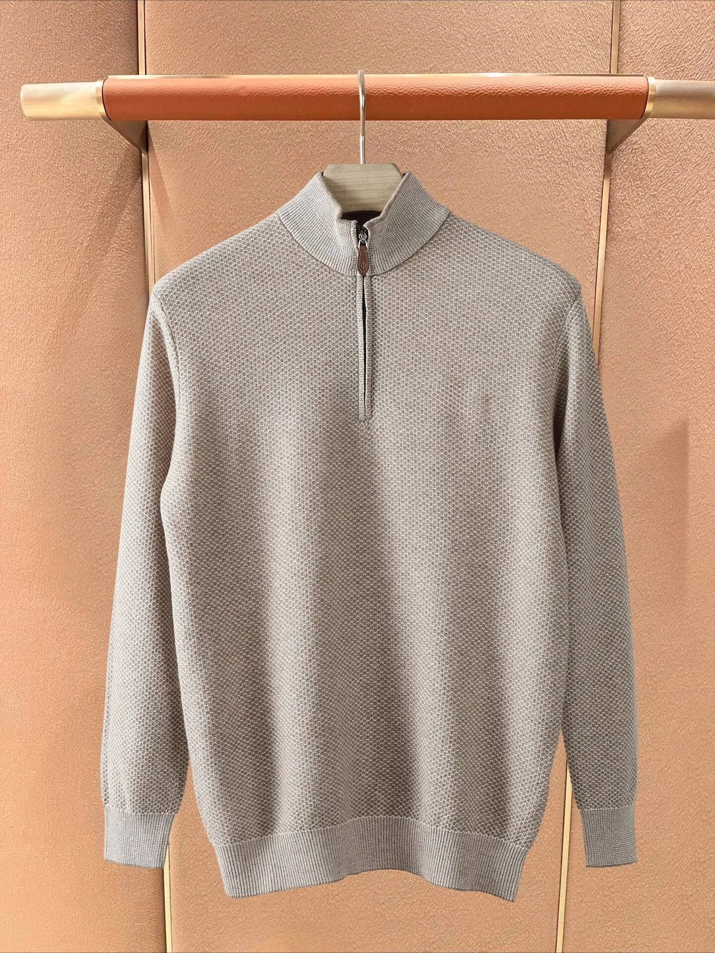 LP Italy 25Aw Embroidered Letter Wool Men's Semi-Zip Knitted Sweater