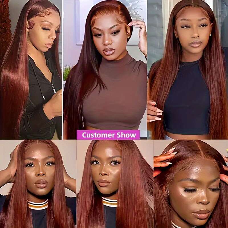 Fashions Reddish 13X4 Pre Plucked With Baby Hd Frontal For Women Red Brown Lace Front Wig Glueless Wigs Human Hair