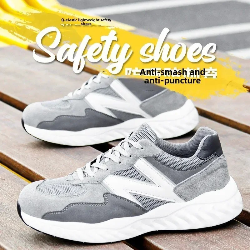 Mens anti smashing and piercing soft soled safety boots lightweight steel toe work shoes w251013