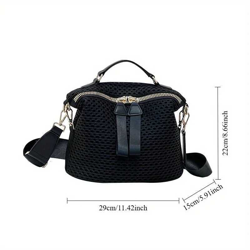 New Womens Crossbody Bag Lightweight and Soft Mesh Bag Highend Feel Handbag Casual Large Saddle BagT251028
