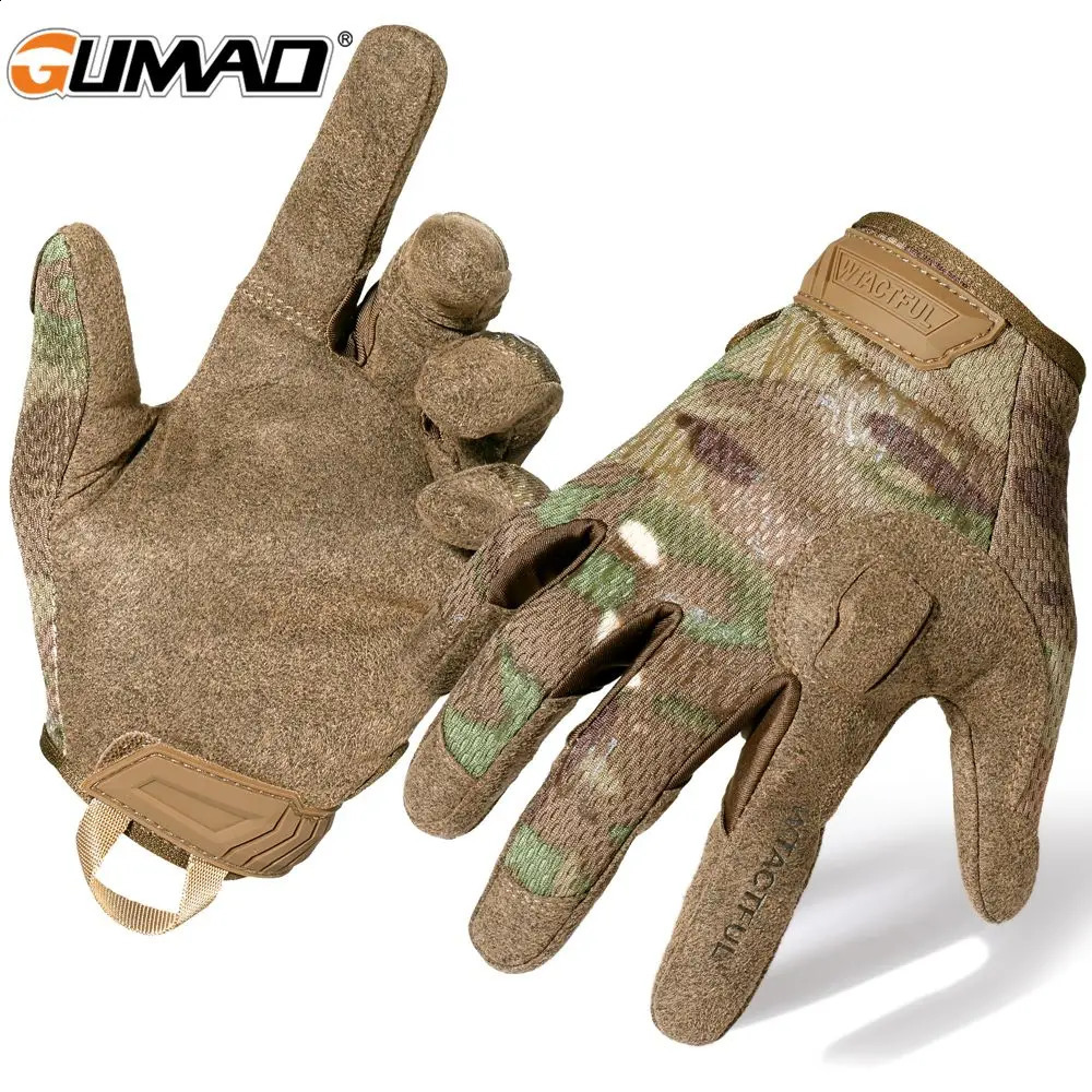 Men Camouflage Tactical Full Finger Gloves Touch Screen Airsoft Sports Riding Hunting Hiking Bicycle Cycling Paintball Mittens 251027