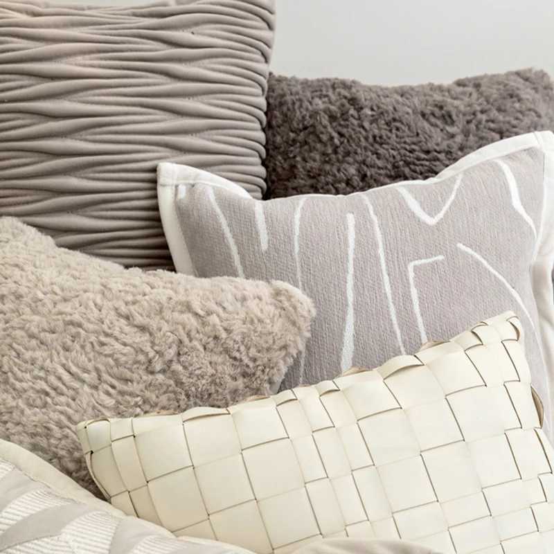 Pillow Case Light Grey Coffee Color Texture Covers Modern Light Luxury Simplicity Cushion Cover 3050 Home Sofa Bedside Cases C251028