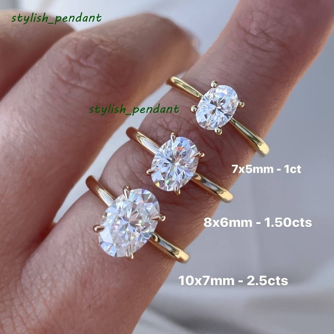 S925 Sterling Silver Rings 18K Solid Gold Fashion Solitaire Style Moissanite Ring Engagement Vvs Moissanite Engagement Ring