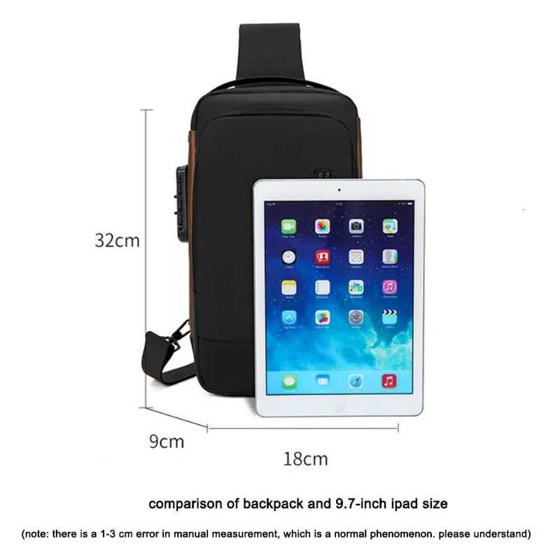Fashion Business Mens Crossbody Bag AntiTheft Password Lock Mens Chest Bag With USB Charging Port Travel Shoulder Bag for ManW251028