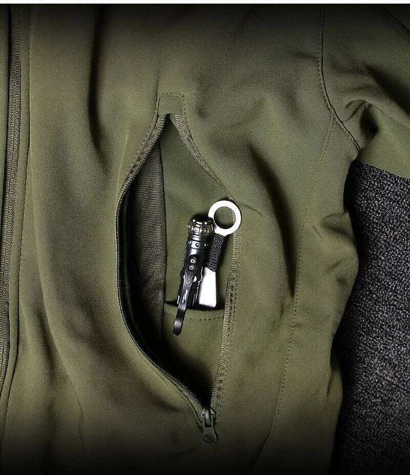 Outdoor Tactical Soft Shell Waterproof Hunting Jacket Men Camo Fleece Hooded Coats Camping Hiking Windbreaker Work Clothes