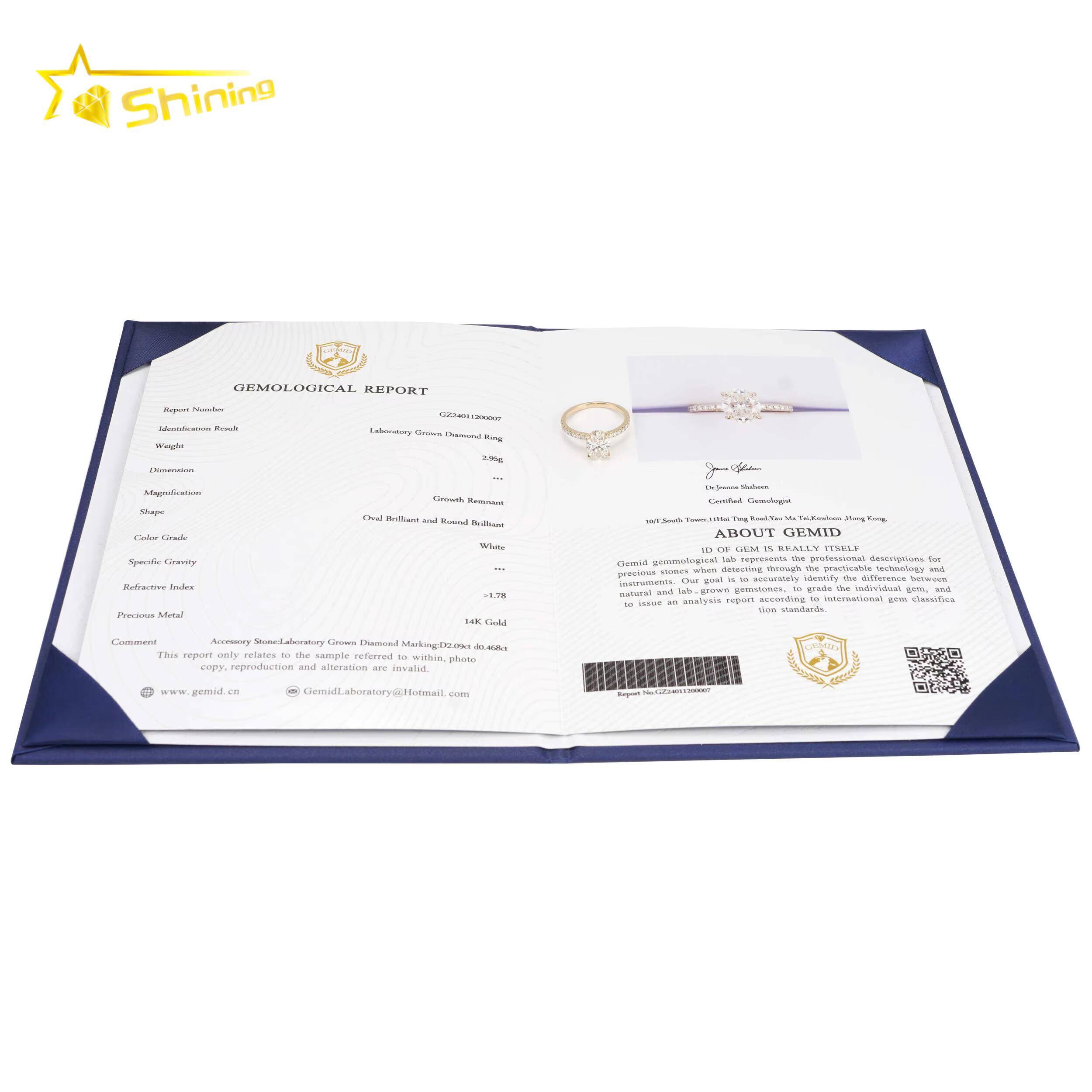 Oval Cut G VVS2 IGI Lab Grown Diamonds Engagement Rings Ready to Ship Fine Jewelry 14K Solid Yellow Gold Rings with Certificate