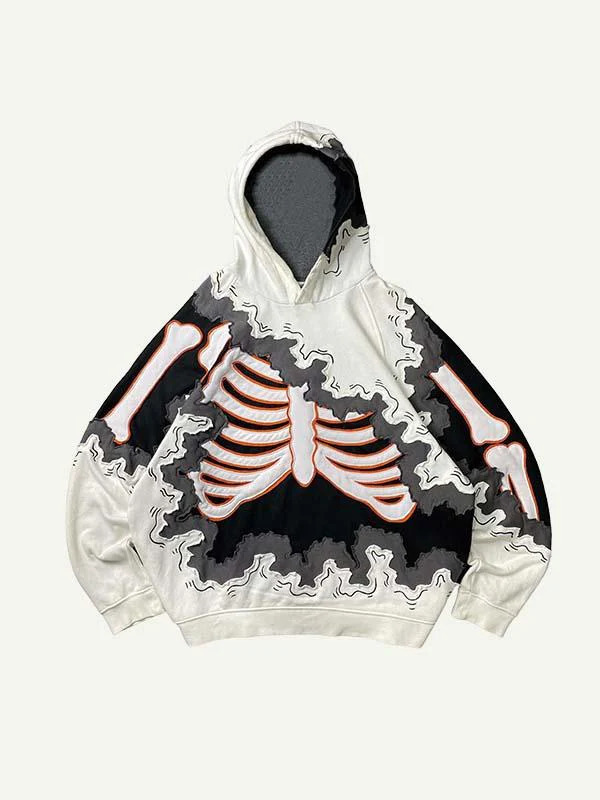 Men's Hoodies Skeleton Skull Flame Pattern Gothic Hip-hop Street Style Fashionable Gothic Harajuku Skeleton 3D Printed Hoodie For Boys Trendy Bra