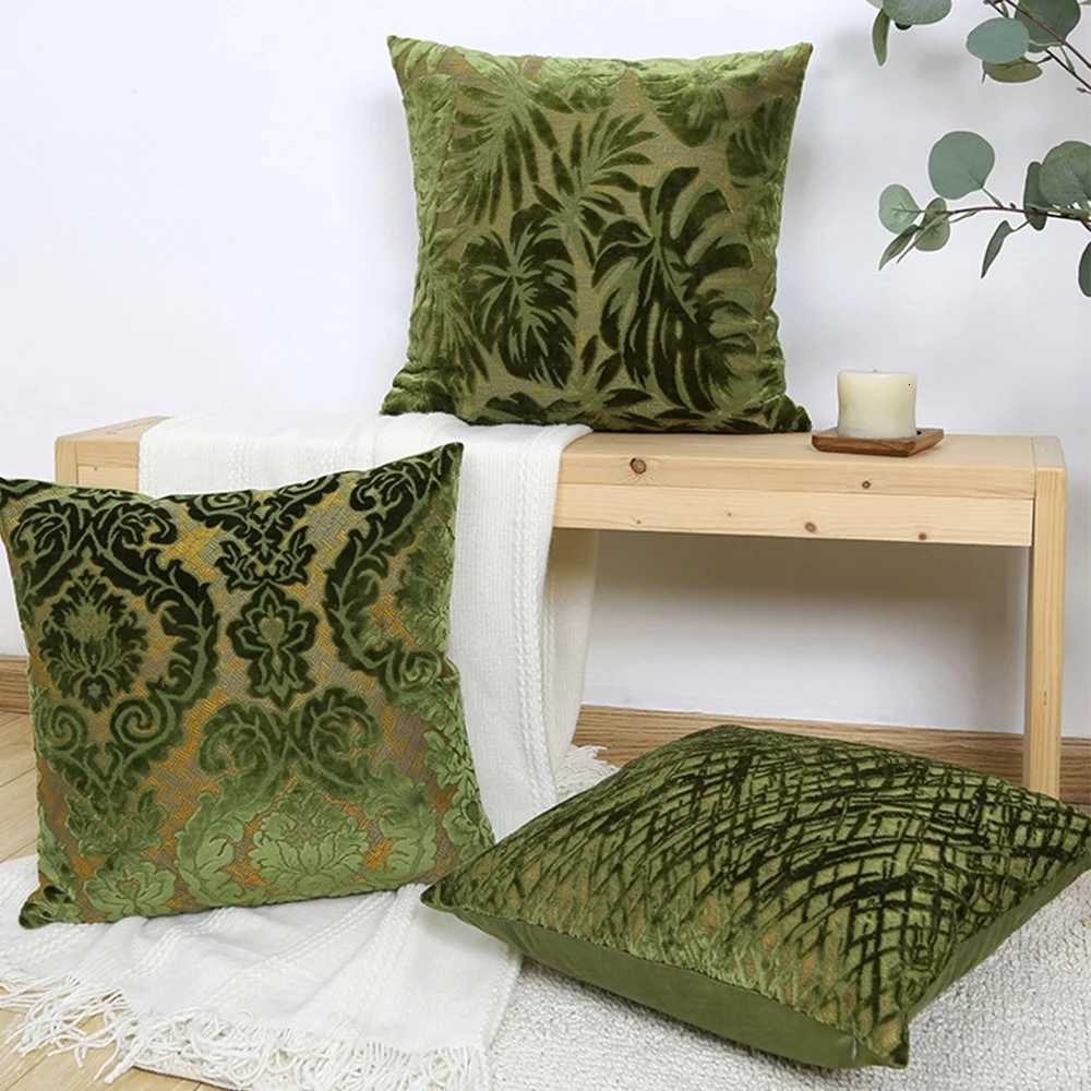 Pillow Case Leaf Jacquard Throw Covers cases Cushion Covers For Home Bed Room Sofa Decoration Luxury Velvet St Patricks Day C251028