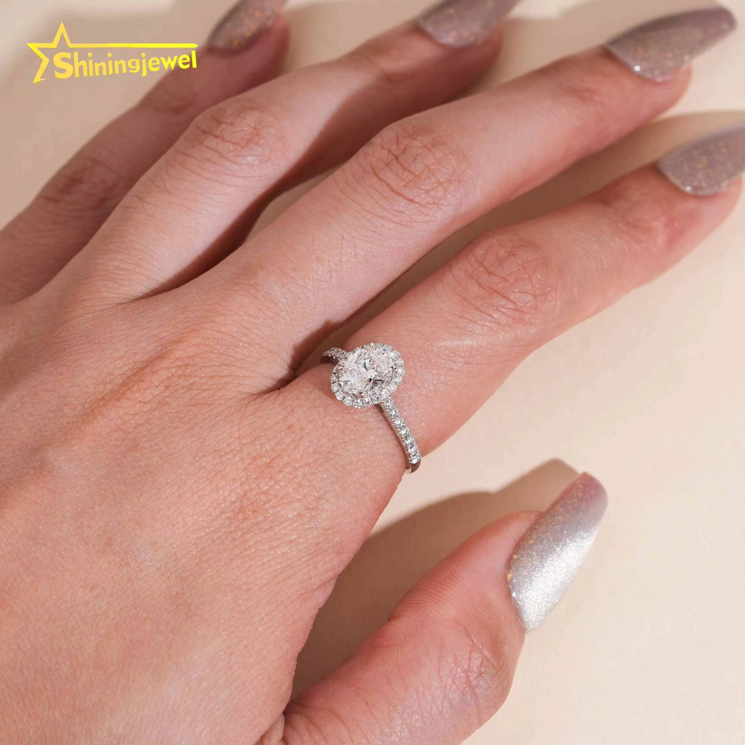 Women Jewelry Oval Cut Diamond Ring 14K Solid White Gold Jewelry Lab Grown Diamond Wedding Engagement Rings IGI Certificate