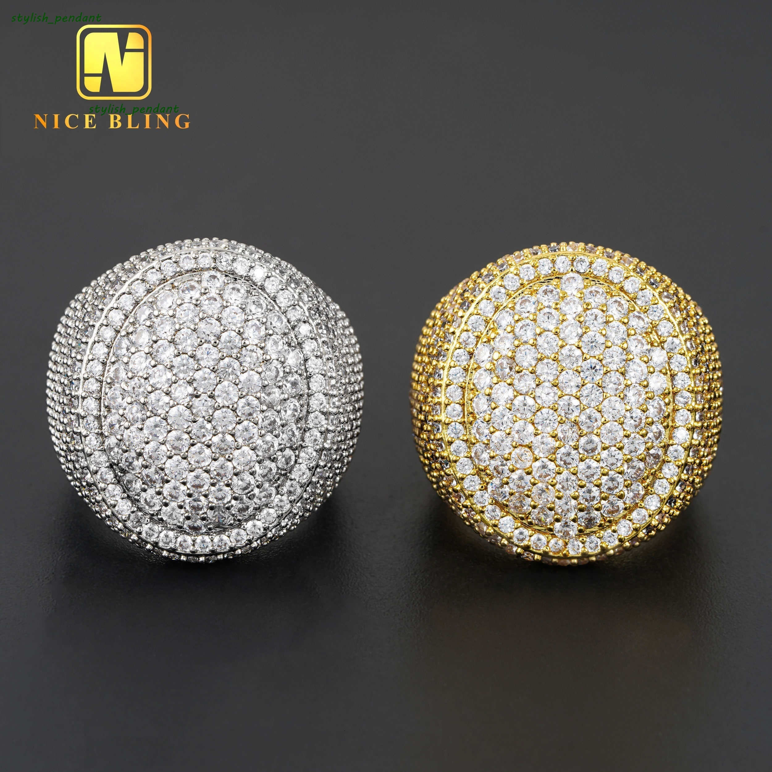 18k Gold Plated Icy Rings Oval Shape Moissanite Diamond Men Hip Hop Rings Cheap Price Hip Hop Jewelry